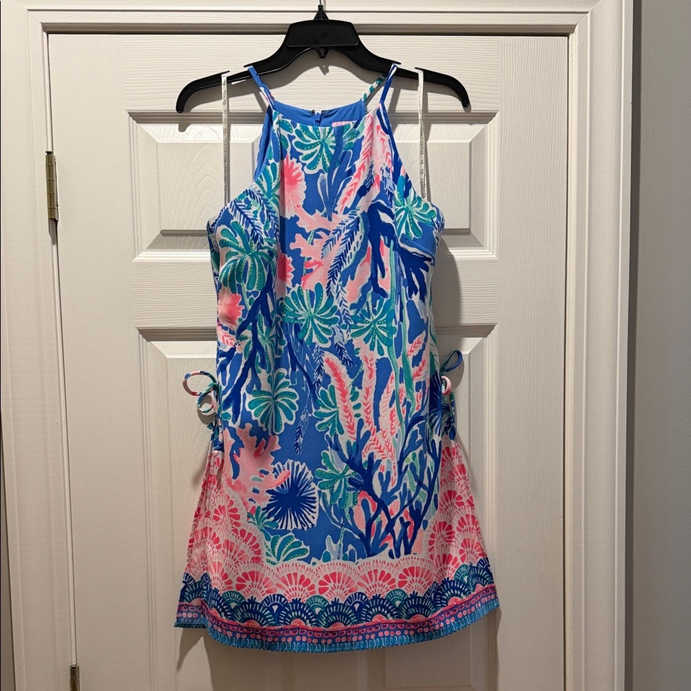 Lilly Pulitzer Blue, Pink & Green Tropical Halter Romper